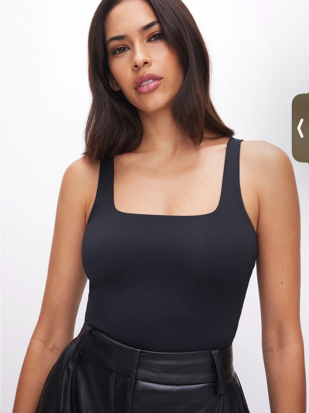 Good American. NWT. Xl/4. Black Square Neck Tank Bodysuit